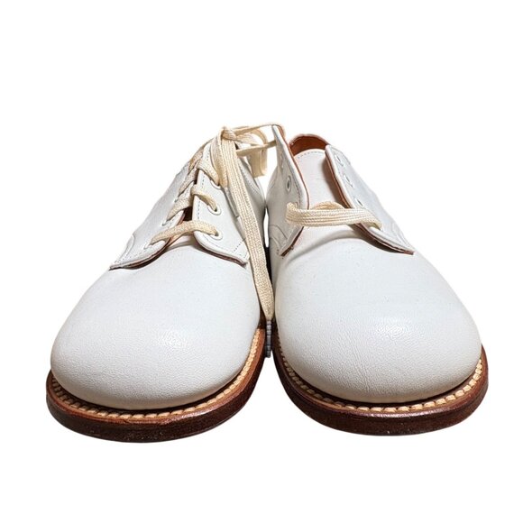 Vintage White Leather Lace-Up Oxford Shoes Boys 10.5 Fleet Air Arch Line - Picture 2 of 5